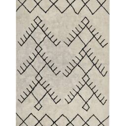 Wyld and Coco Cotton Rug 160 x 230 cm Beige with Black Geometric Pattern and Tassels - Size: 160 cm x 230 cm - thumbnail 2