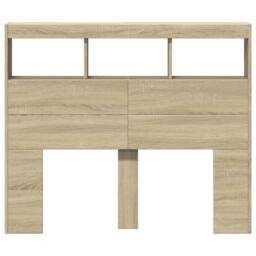 Berkfield Home Headboard Cabinet with LED Sonoma Oak 120x17x102 cm in Light Tan - Size: 120 x 17 x 102 cm - thumbnail 6