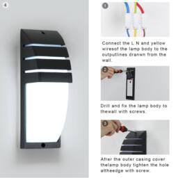 Pheashine Weatherproof Outdoor Wall Light 12W Black IP44 22.5cm Daylight White - thumbnail 6