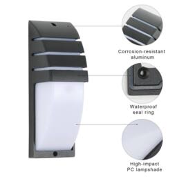 Pheashine Weatherproof Outdoor Wall Light 12W Black IP44 22.5cm Daylight White - thumbnail 3