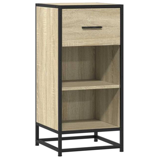 Berkfield Home Sideboard Sonoma Oak 35.5x35x76 cm Engineered Wood & Metal in Light Oak - image 1