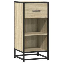 Berkfield Home Sideboard Sonoma Oak 35.5x35x76 cm Engineered Wood & Metal in Light Oak - thumbnail 1