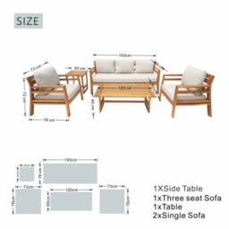 Direct Wicker Garden Furniture Set, Acacia Wood Outdoor Three-seater Sofa Set in Brown - Size: 5 Pack - thumbnail 2