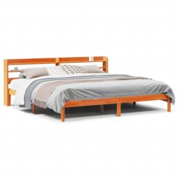 Berkfield Home Bed Frame with Headboard without Mattress Wax Brown 200x200 cm - thumbnail 2