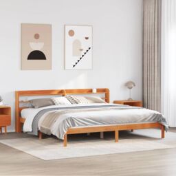 Berkfield Home Bed Frame with Headboard without Mattress Wax Brown 200x200 cm - thumbnail 1