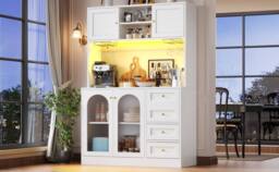 BTM Farmhouse Sideboard 120x40x188cm with LED Lights in White - Size: 120 x 40 x 188 cm - thumbnail 4