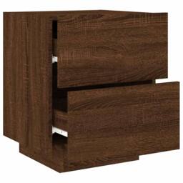 Berkfield Home Decorative Bedside Cabinet with LED Lights Brown Oak Engineered Wood - thumbnail 6