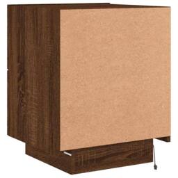 Berkfield Home Decorative Bedside Cabinet with LED Lights Brown Oak Engineered Wood - thumbnail 9