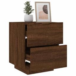 Berkfield Home Decorative Bedside Cabinet with LED Lights Brown Oak Engineered Wood - thumbnail 5