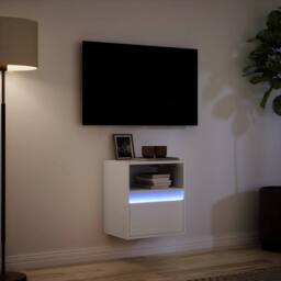 Berkfield Home TV Wall Cabinet with LED Lights White 41x31x45 cm - Size: 41 x 31 x 45 cm - thumbnail 5