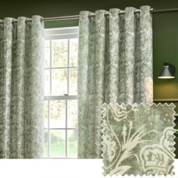 Wylder Tropics Bengal Chenille Eyelet Curtains in Light Green - Size: 168 cm width x 137 cm drop - thumbnail 5