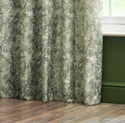 Wylder Tropics Bengal Chenille Eyelet Curtains in Light Green - Size: 168 cm width x 137 cm drop - thumbnail 3