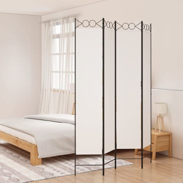 Berkfield Home 4-Panel Room Divider White 160x220 cm Fabric - image 1