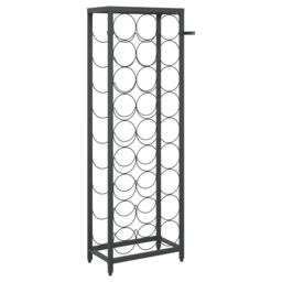 Berkfield Home Wine Rack for 27 Bottles Black 34x18x100 cm Wrought Iron - Size: 34 x 18 x 100 cm - thumbnail 5