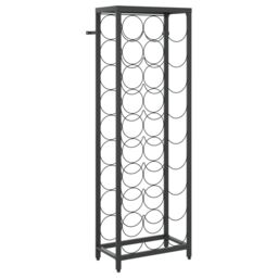Berkfield Home Wine Rack for 27 Bottles Black 34x18x100 cm Wrought Iron - Size: 34 x 18 x 100 cm - thumbnail 2