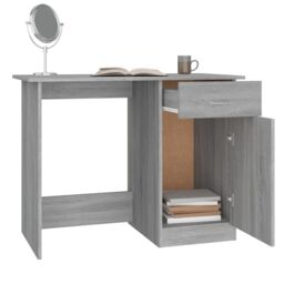Berkfield Home Desk Grey Sonoma 100x50x76 cm Engineered Wood - Size: 100 x 50 x 76 cm - thumbnail 5