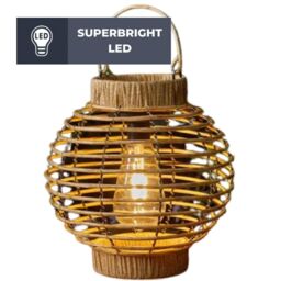 Marco Paul two pack Rattan Solar Garden Lantern 23cm in Beige - thumbnail 7