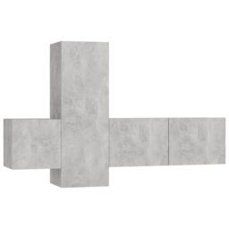 Berkfield Home 3 Piece TV Cabinet Set Concrete Grey Engineered Wood - thumbnail 2