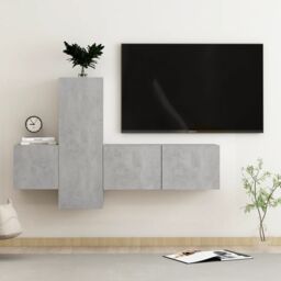 Berkfield Home 3 Piece TV Cabinet Set Concrete Grey Engineered Wood - thumbnail 1
