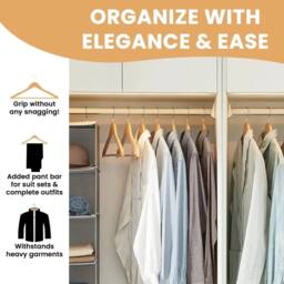 NESTLUNE Clothes Hardwood Trouser Bar Hook 20pc in Brown - thumbnail 6