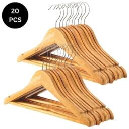 NESTLUNE Clothes Hardwood Trouser Bar Hook 20pc in Brown