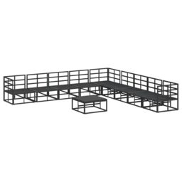 Berkfield Home Garden Sofa Set 10 pcs Black 70 x 70 x 32 cm Aluminium - thumbnail 6