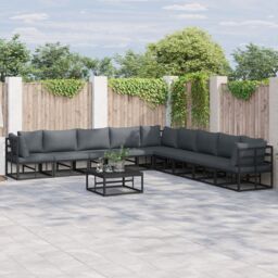 Berkfield Home Garden Sofa Set 10 pcs Black 70 x 70 x 32 cm Aluminium
