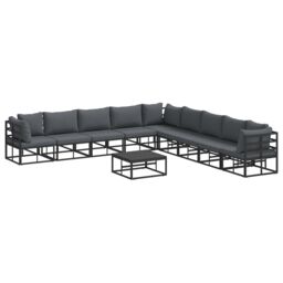 Berkfield Home Garden Sofa Set 10 pcs Black 70 x 70 x 32 cm Aluminium - thumbnail 2