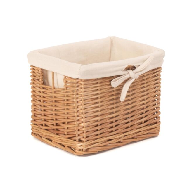 Red Hamper Wicker Small Deep Storage Basket with Cotton Lining in Brown - image 1