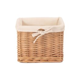 Red Hamper Wicker Small Deep Storage Basket with Cotton Lining in Brown - thumbnail 2
