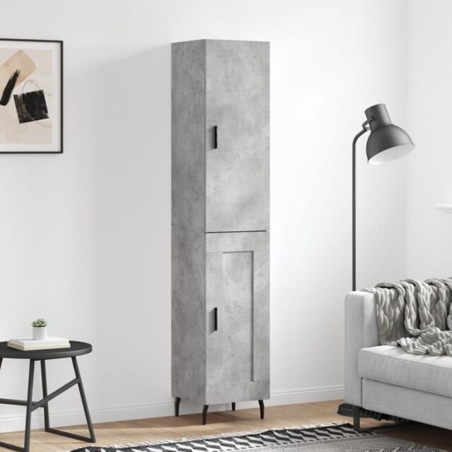 Berkfield Home Highboard Concrete Grey 34.5x34x180 cm Engineered Wood - image 1