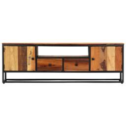 Berkfield Home TV Cabinet 120x30x40 cm Solid Reclaimed Wood & Steel in Brown - Size: 120 x 30 x 40 cm - thumbnail 3