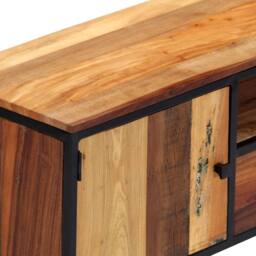 Berkfield Home TV Cabinet 120x30x40 cm Solid Reclaimed Wood & Steel in Brown - Size: 120 x 30 x 40 cm - thumbnail 5