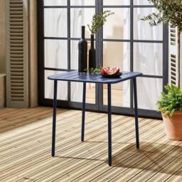 sweeek 2-seater Square Steel Garden Table in Navy