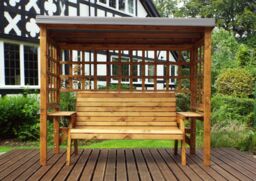 Charles Taylor Trading Wentworth Three Seater Arbour Grey in Brown - thumbnail 3