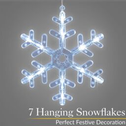 Christow Christmas Curtain Lights LED Snowflake Window Decoration Battery Timer 1m x 1m in White - thumbnail 2