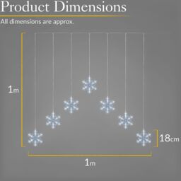 Christow Christmas Curtain Lights LED Snowflake Window Decoration Battery Timer 1m x 1m in White - thumbnail 6