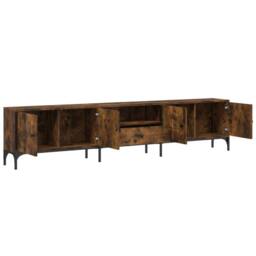 Berkfield Home TV Cabinet with Drawer Smoked Oak 200x25x44 cm Engineered Wood in Brown - Size: 200 x 25 x 44 cm - thumbnail 5