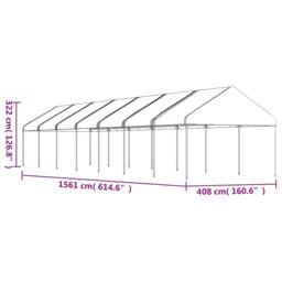 Berkfield Home Gazebo with Roof White 15.61x4.08x3.22 m Polyethylene - thumbnail 5