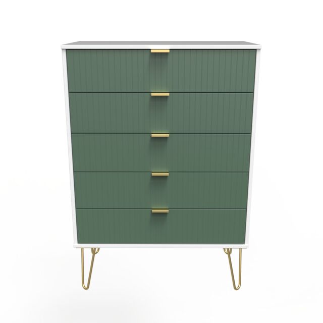 Ready Assembled 2 U Bexley 5 Drawer Chest (Ready Assembled) in Green - image 1