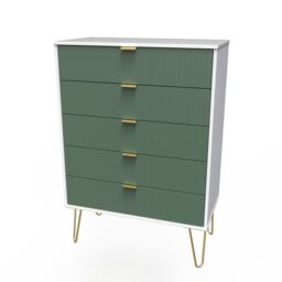 Ready Assembled 2 U Bexley 5 Drawer Chest (Ready Assembled) in Green - thumbnail 3