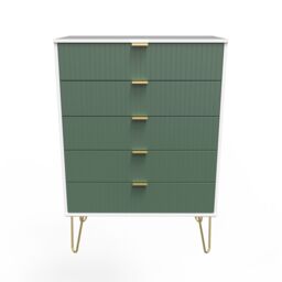 Ready Assembled 2 U Bexley 5 Drawer Chest (Ready Assembled) in Green