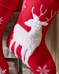 Dibor Set of 4 Red Reindeer Xmas Gift Decoration Christmas Stocking - Size: 4 Pack - thumbnail 3