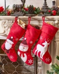 Dibor Set of 4 Red Reindeer Xmas Gift Decoration Christmas Stocking - Size: 4 Pack - thumbnail 4