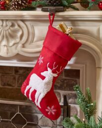 Dibor Set of 4 Red Reindeer Xmas Gift Decoration Christmas Stocking - Size: 4 Pack - thumbnail 1
