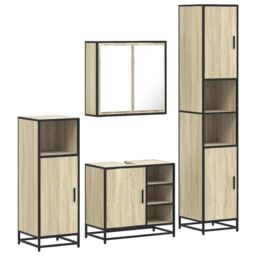 Berkfield Home 4¬†Piece Bathroom Furniture Set¬†Sonoma Oak Engineered Wood in Brown - thumbnail 2