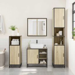 Berkfield Home 4¬†Piece Bathroom Furniture Set¬†Sonoma Oak Engineered Wood in Brown - thumbnail 4
