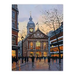 "Artery8 Victorian Train Station Rainy England Painting Wall Art Print in Brown - Size: W12"" x H16""" - thumbnail 1