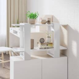 Berkfield Home Book Cabinet/Room Divider High Gloss White 80x30x51 cm - Size: 80 x 30 x 51 cm - thumbnail 2