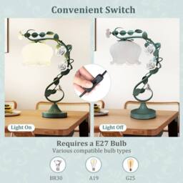 Costway Bedside Table Lamp Vintage Decorative Nightstand Lamp Bulb Excluded - thumbnail 6